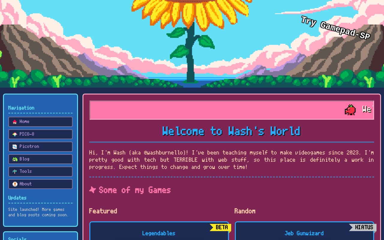 Screenshot of the gamedev site